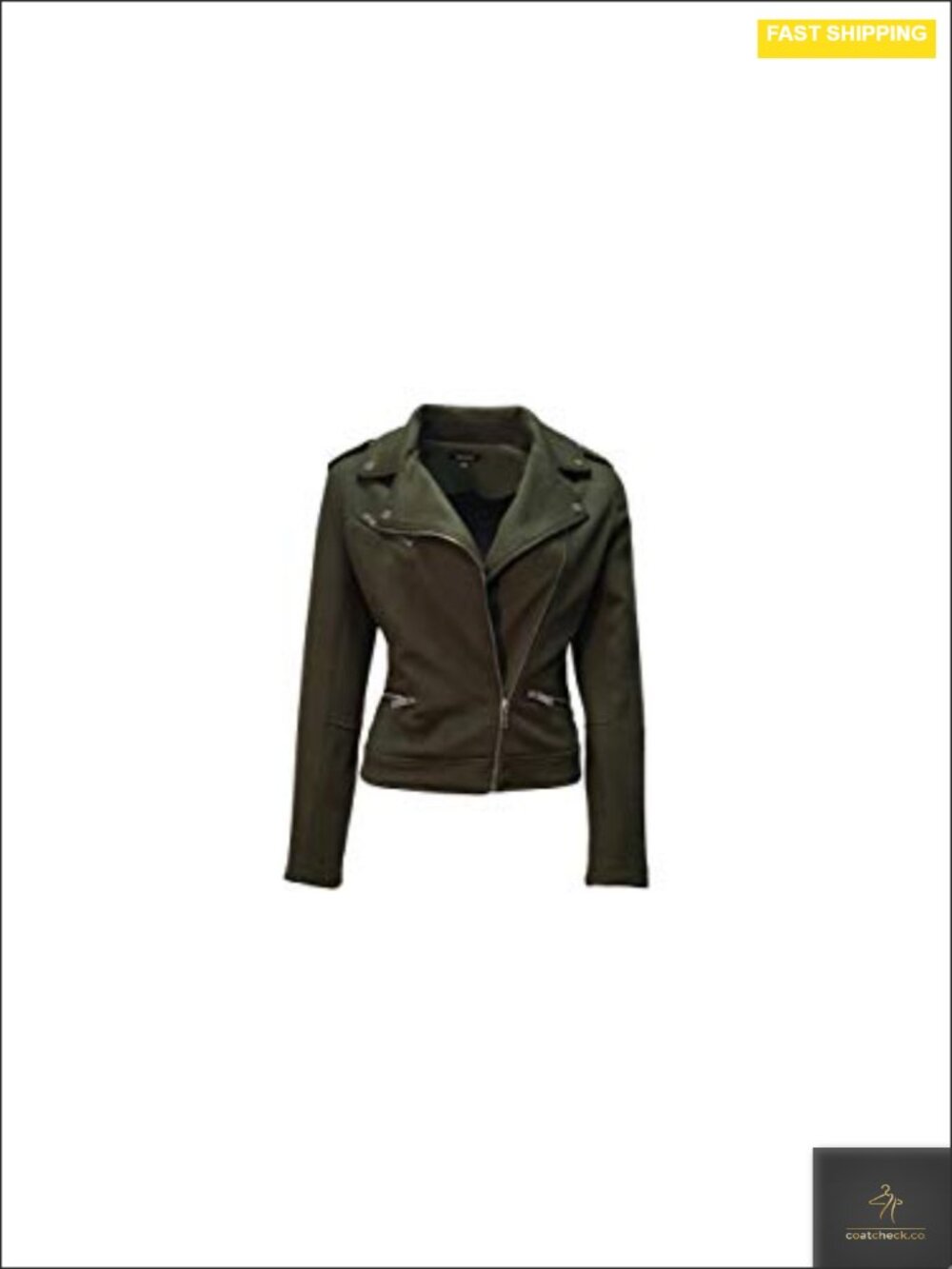 Faux Suede Zipper Up Casual Jacket Women Long Sleeve Slim Fit Notch Collar